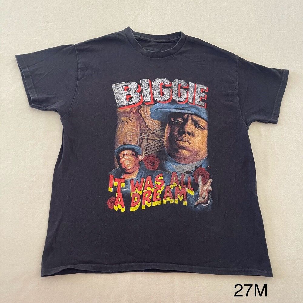 Biggie Smalls Shirt It Was All A Dream Black Vintage Style Rap‎ Tee Size L